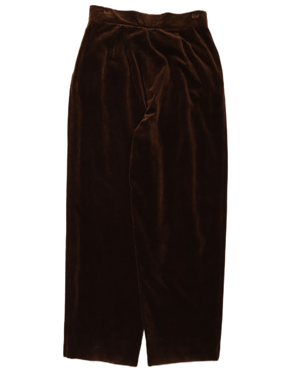 Aksamitne spodnie damskie w stylu vintage z wysokim stanem IT 46 Large W30 L30 Brown