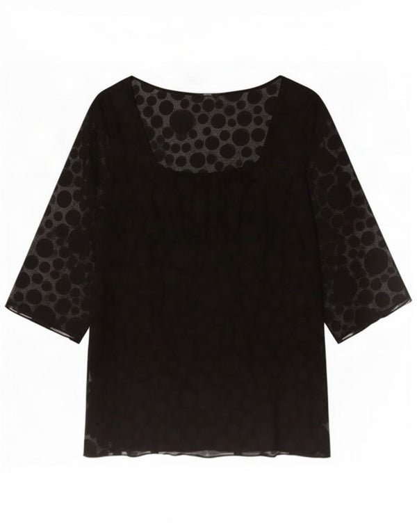 Marks & Spencer Damska tunika z rękawem 3/4, UK 20 2XL, czarna w kropki