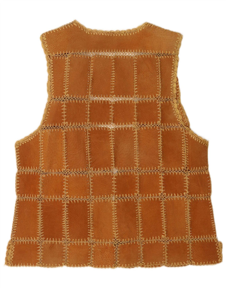 Zamszowa kamizelka damska w stylu vintage XL, brązowa patchworkowa