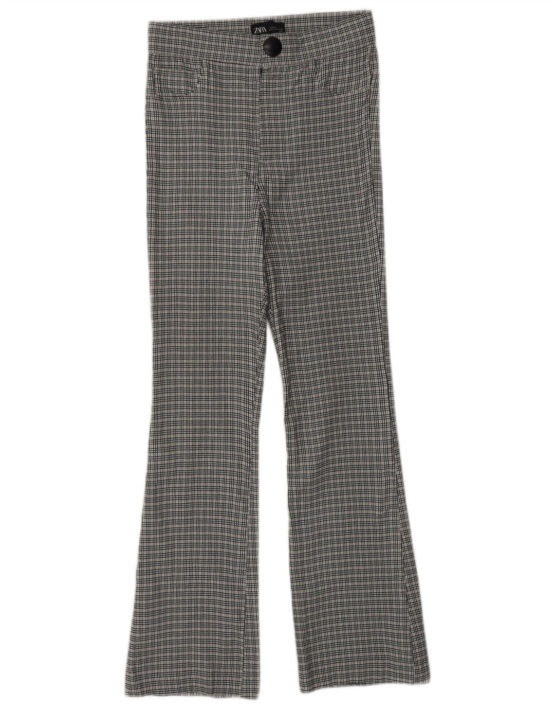 ZARA Womens Bootcut Casual Trousers Small W26 L26 Grey Chevron