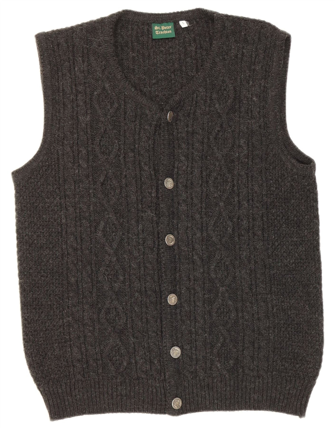 Vintage męski sweter bez rękawów, mały, szary akryl