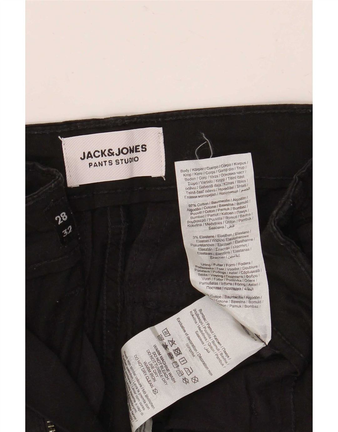 Męskie spodnie cargo Jack & Jones W28 L32, czarne, bawełniane