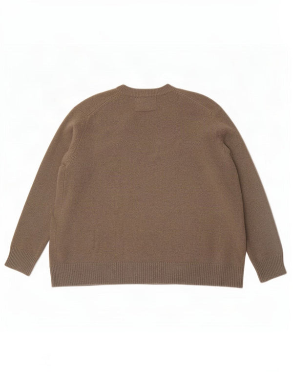 Damski sweter oversize z dekoltem w kształcie litery V, Zara UK 14, średni kaszmir khaki