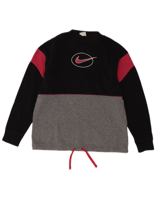 Nike Girls Graphic Sweatshirt Jumper 13-14 Years XL Black Colourblock