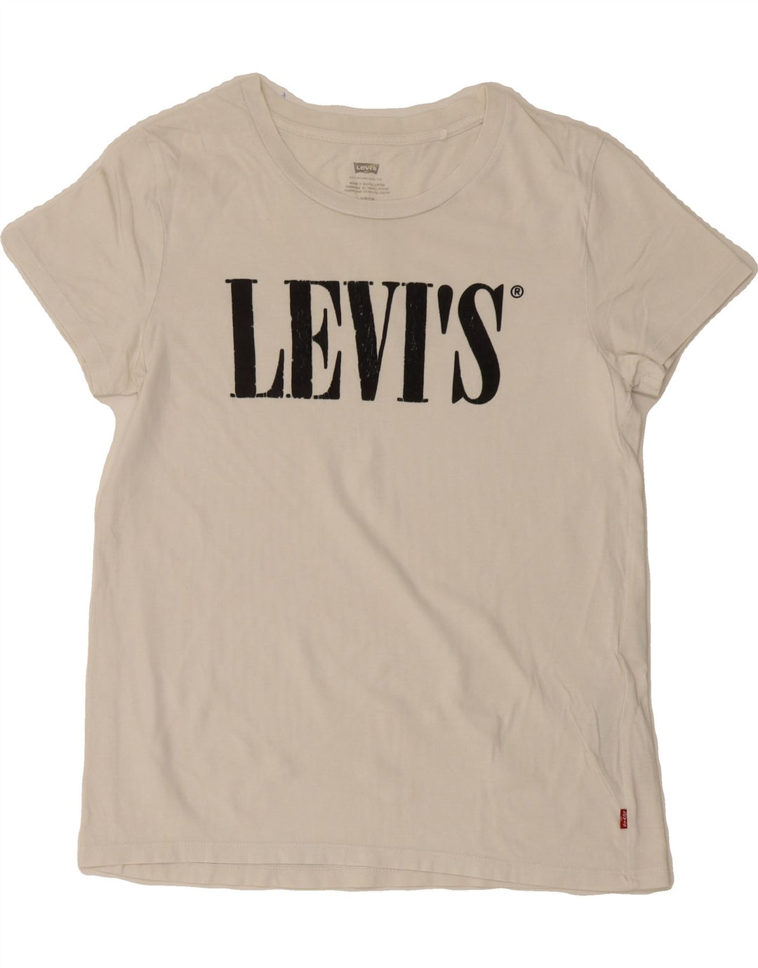 LEVI'S Womens Graphic T-Shirt Top UK 10 Small White Cotton Vintage Levi's and Second-Hand Levi's from Messina Hembry 