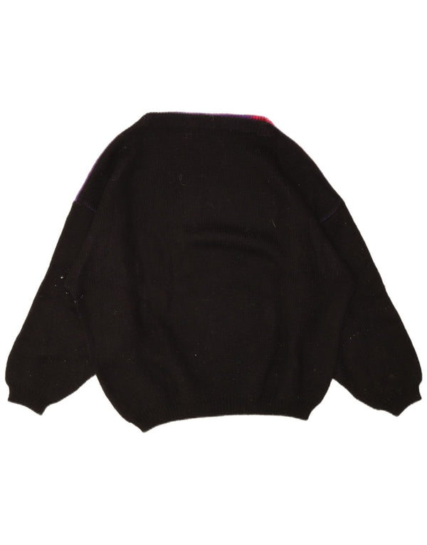 Vintage damski sweter z grafiką, oversize, z dekoltem w łódkę, UK 18 XL, fioletowy