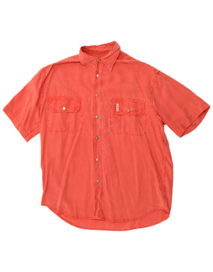 Koszula męska z krótkim rękawem TRUSSARDI JEANS, Lyocell w kolorze średnio czerwonym