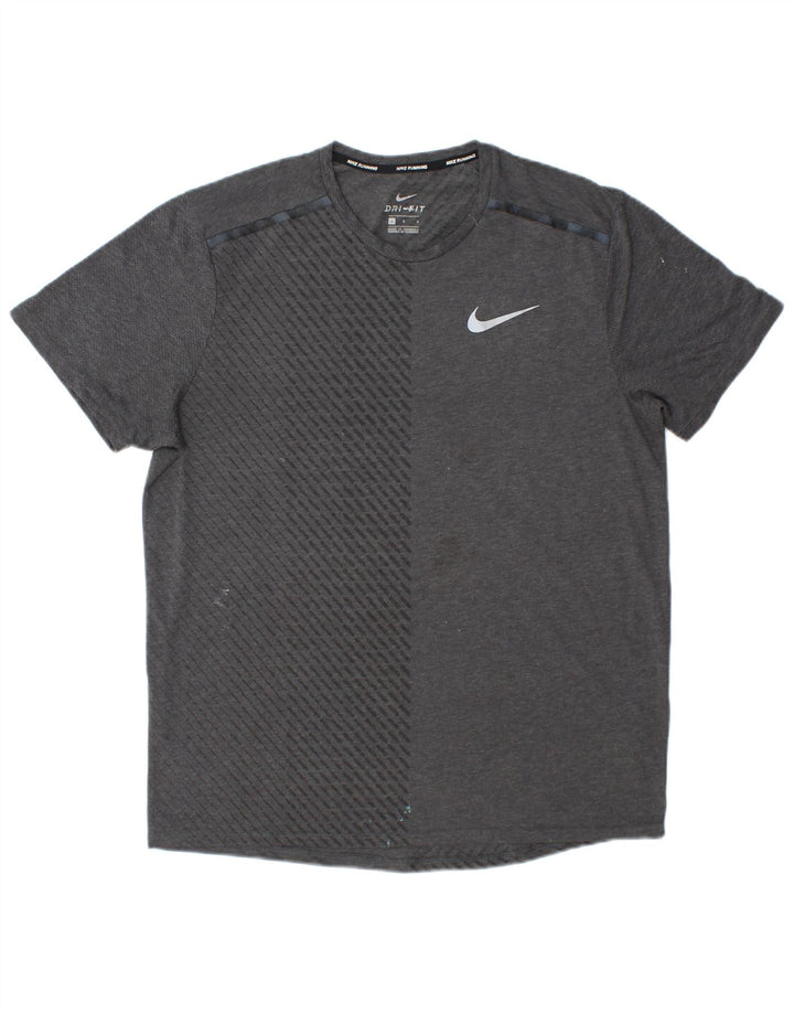 Męski T-shirt Nike Dri Fit, duży, szary poliester z blokami kolorów