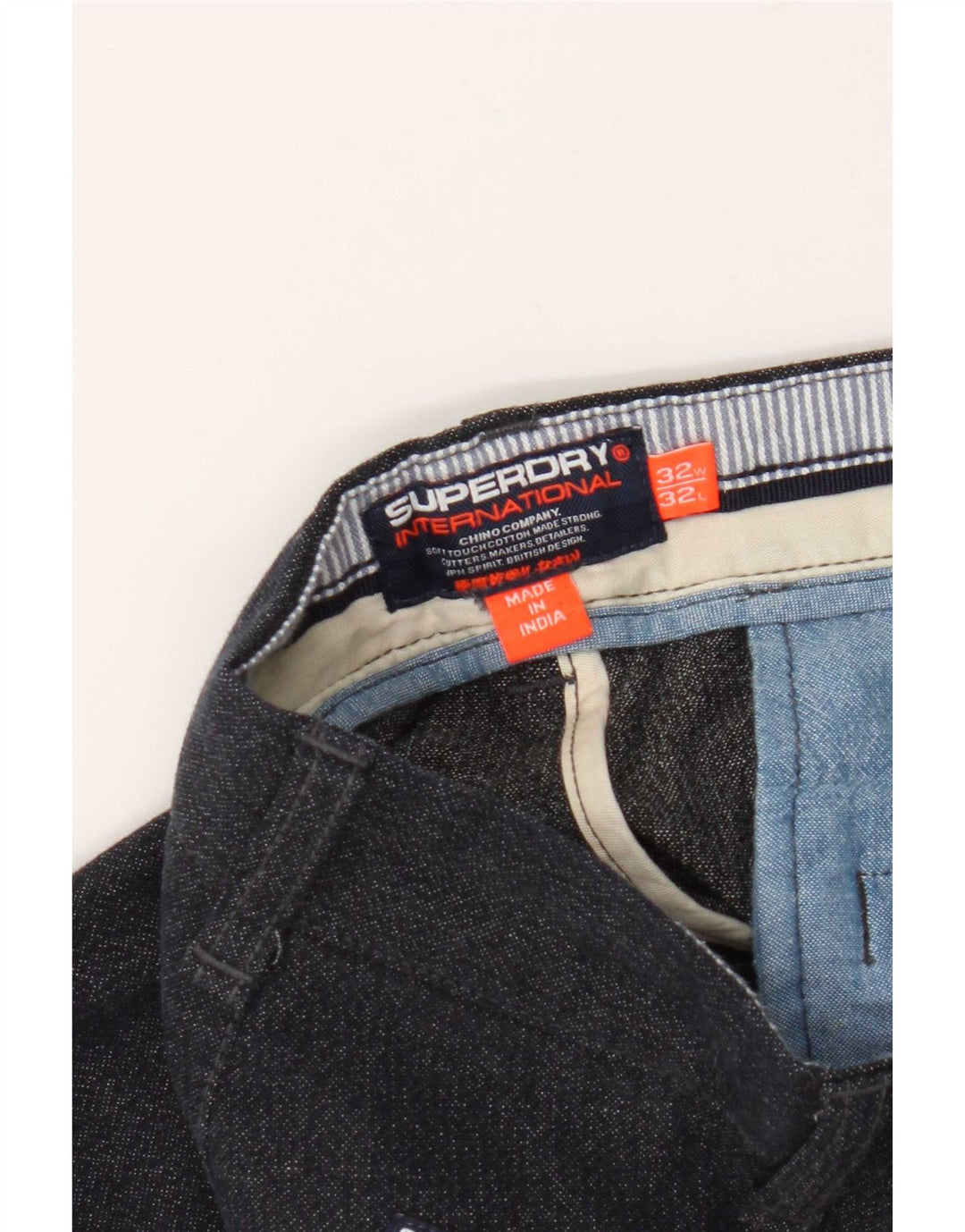 Męskie spodnie typu slim chino Superdry W32 L29 granatowe