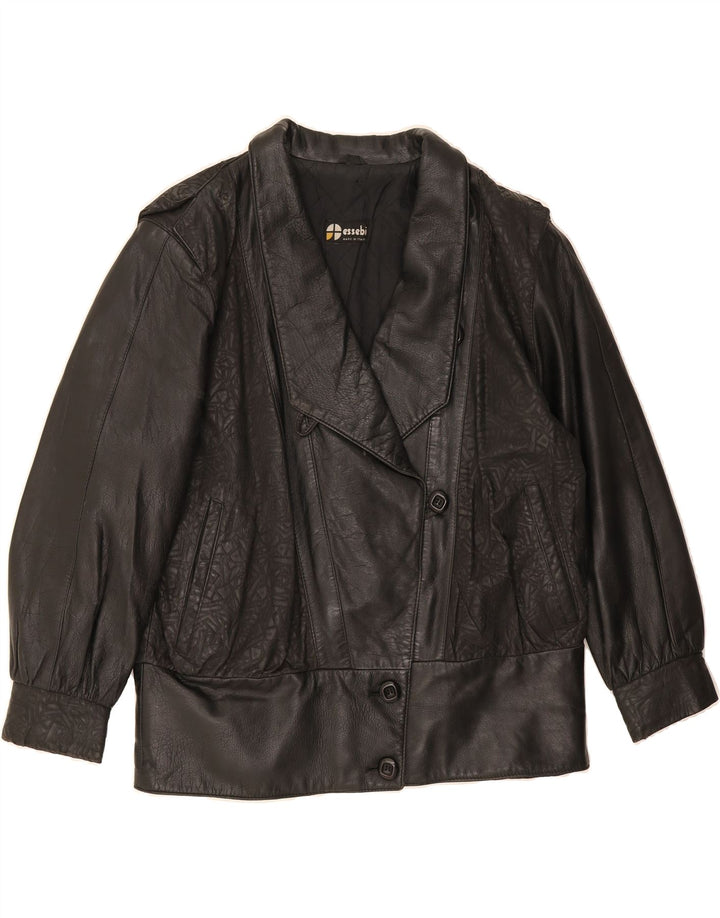 ESSEBI Womens Oversized Leather Jacket IT 48 XL Black Leather Vintage Essebi and Second-Hand Essebi from Messina Hembry 