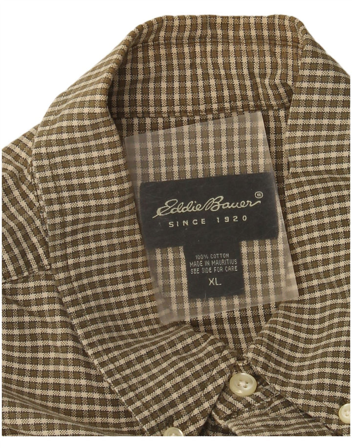Koszula męska Eddie Bauer XL, bawełniana, brązowa krata