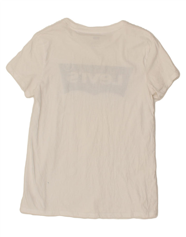 LEVI'S Womens Graphic T-Shirt Top UK 10 Small White Vintage Levi's and Second-Hand Levi's from Messina Hembry 