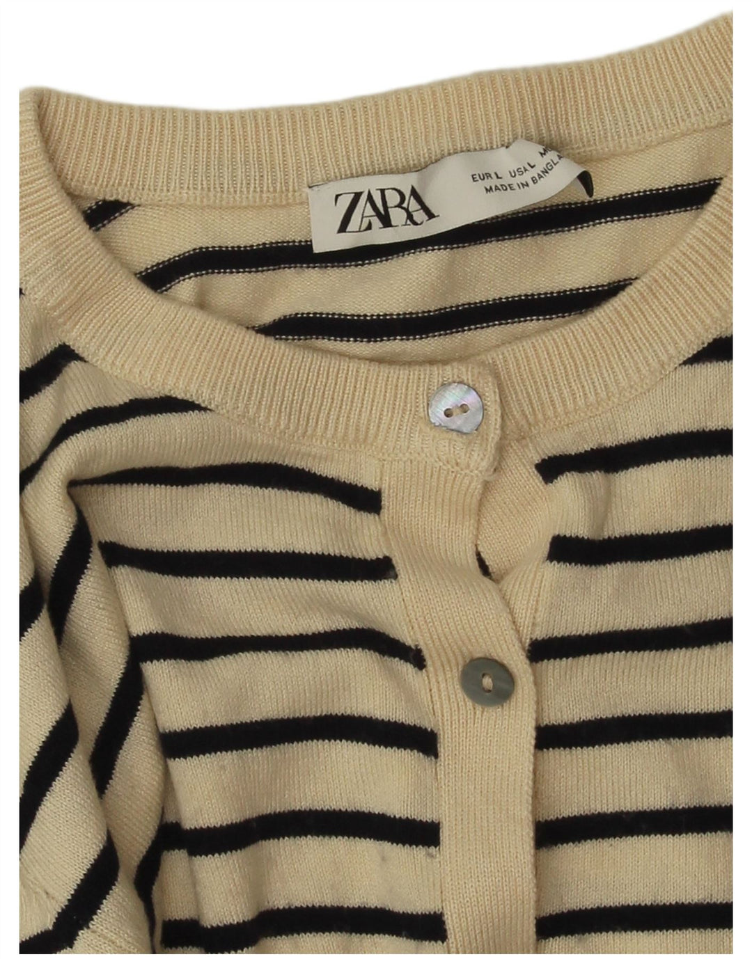 Sweter damski Zara Cardigan UK 16, duży, beżowy, w prążki