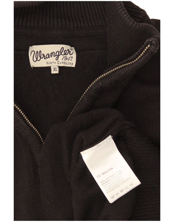 Wrangler Męski sweter z zamkiem błyskawicznym XL, czarny, bawełniany