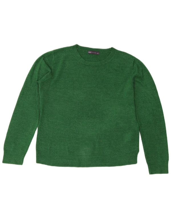Marks & Spencer Damski sweter z dekoltem w łódkę UK 16, duży, zielony, akrylowy