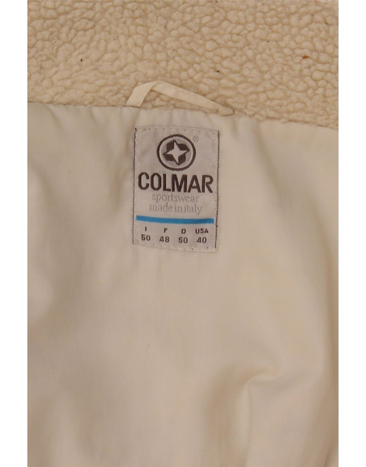 Męska kurtka narciarska Colmar z kapturem, oversize IT 50, średnia, złamana biel, blok kolorów