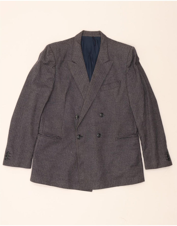 VINTAGE Mens Blazer Jacket UK 40 Large Navy Blue Herringbone Vintage Vintage and Second-Hand Vintage from Messina Hembry 