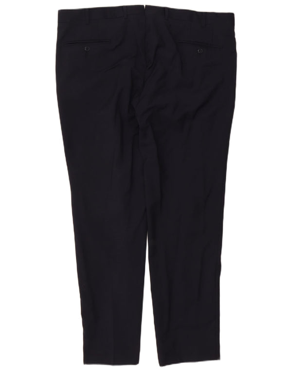 Vintage Mens Slim Suit Trousers W40 L30 Navy Blue