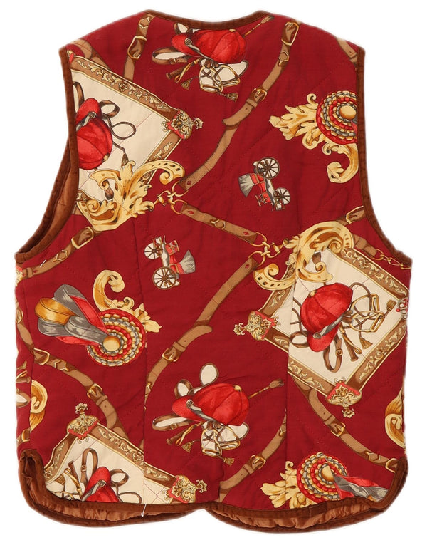 Vintage Womens Riding Abstract Pattern Waistcoat UK 12 Medium Red