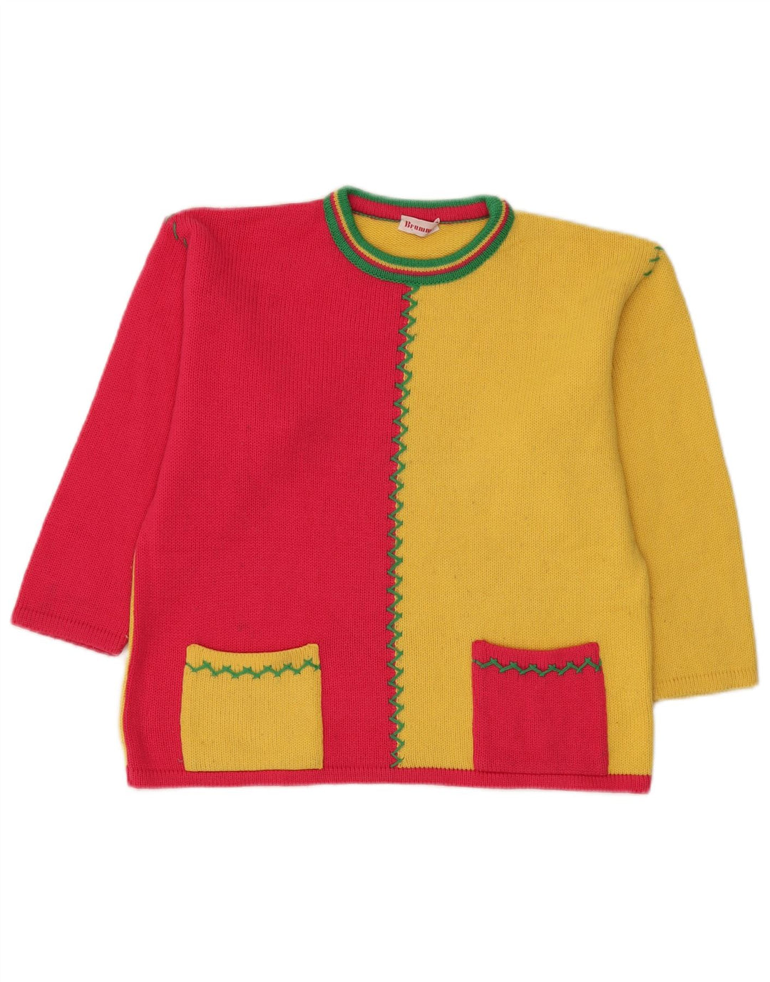 Damski sweter z wycięciem pod szyją Brummell UK 12 w kolorze średniożółtym