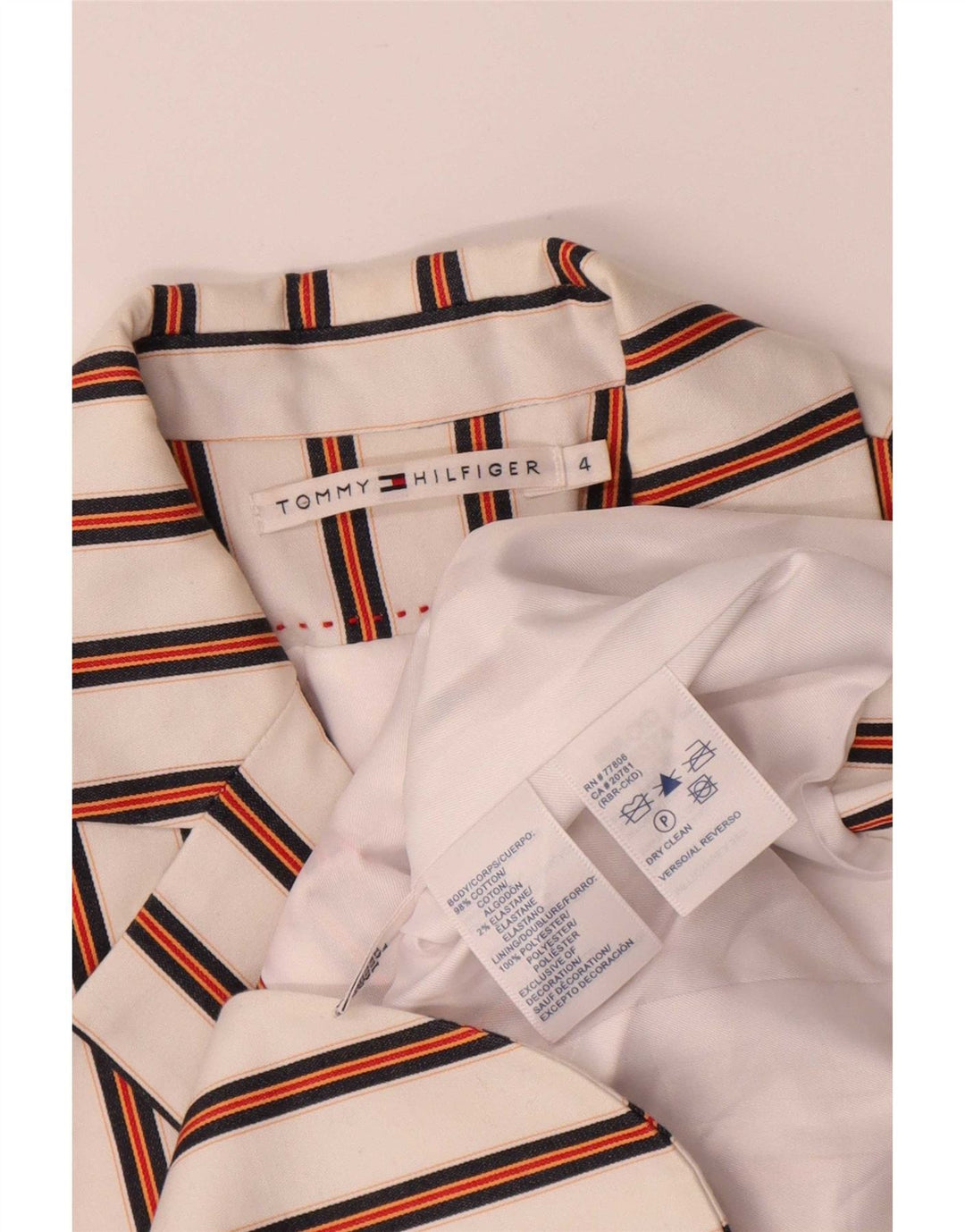 Damska marynarka Tommy Hilfiger zapinana na 2 guziki US 4 w małe białe paski