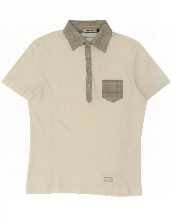 Damska koszulka polo Gas UK 14 Medium Off White Colorblock Cotton