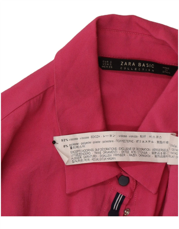 Damska bluzka koszulowa oversize Zara UK 10 Small, różowa wiskoza