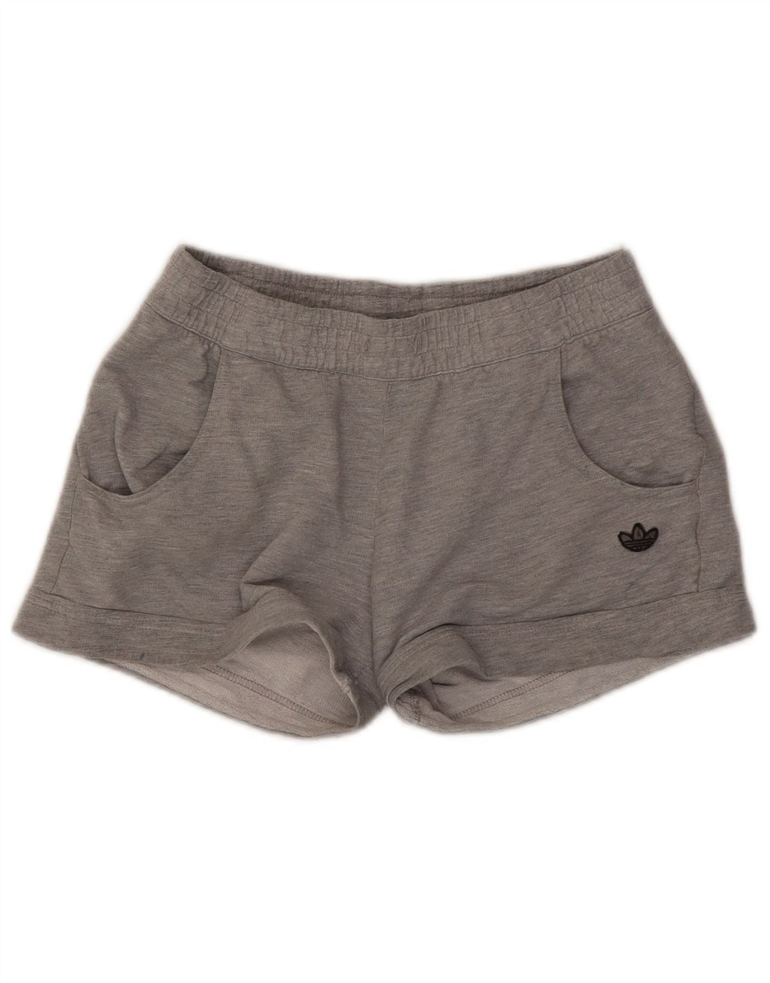 Damskie spodenki sportowe Adidas UK 12 Średnioszare, bawełniane