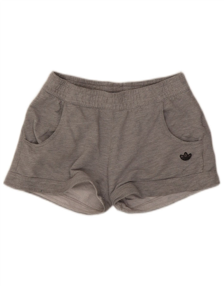 Damskie spodenki sportowe Adidas UK 12 Średnioszare, bawełniane