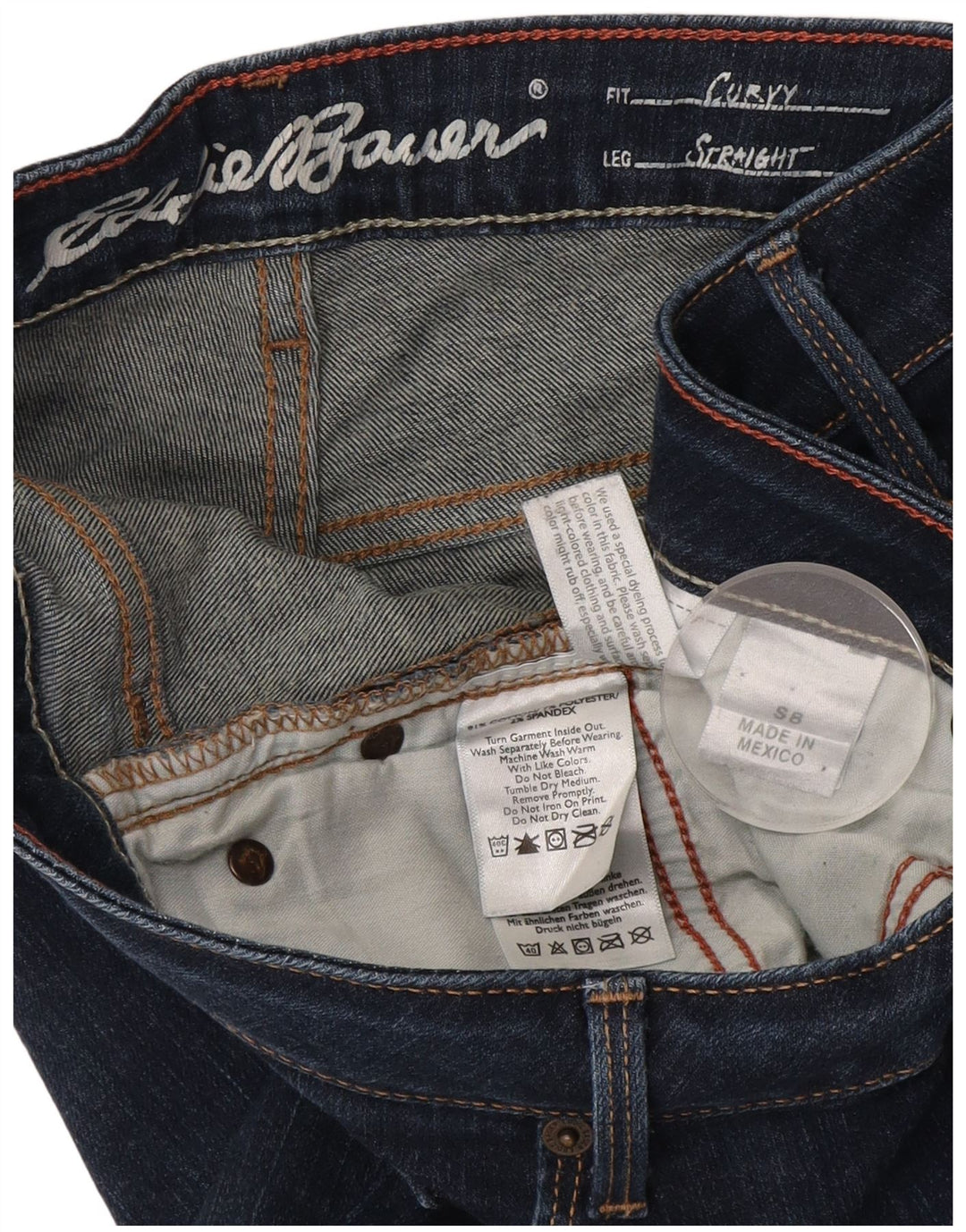 Damskie proste dżinsy Eddie Bauer US 8 Medium W29 L29 Granatowa bawełna