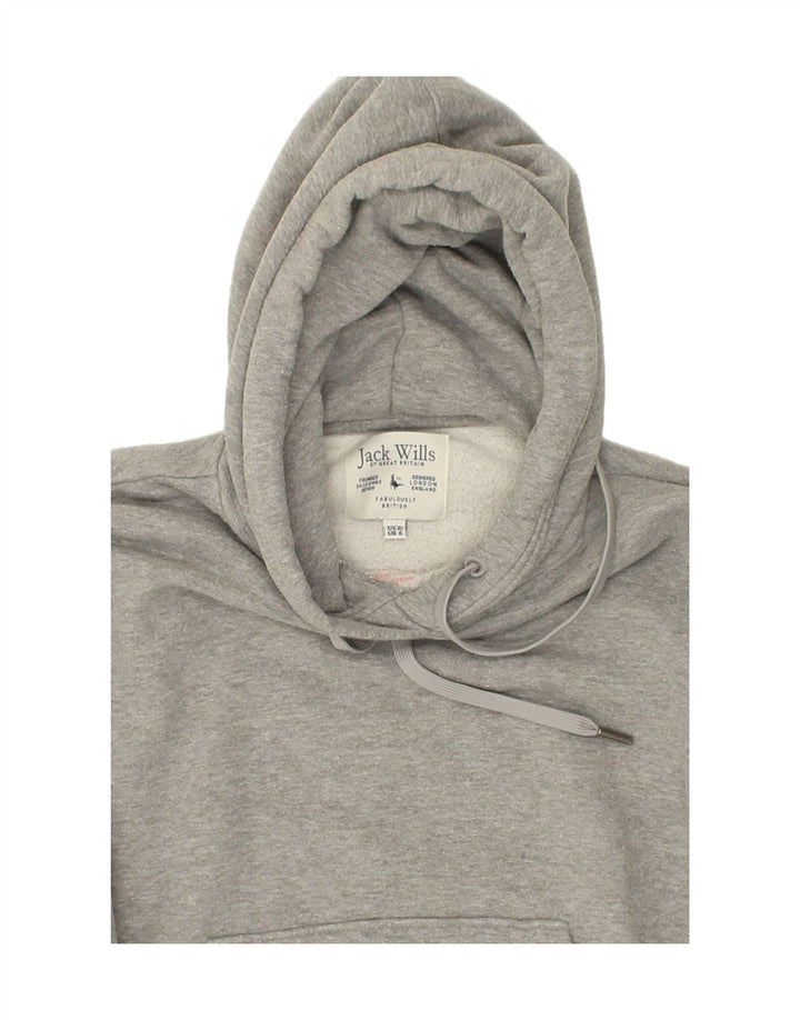 JACK WILLS Womens Oversized Graphic Hoodie Jumper UK 10 Small Grey Vintage Jack Wills and Second-Hand Jack Wills from Messina Hembry 