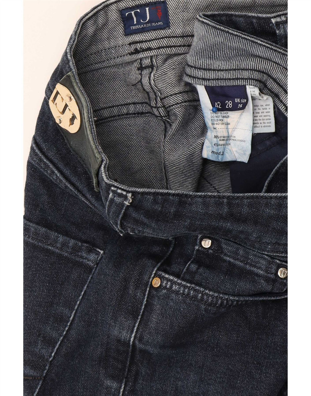 Jeansy damskie Trussardi W26 L28 Granatowe bawełniane