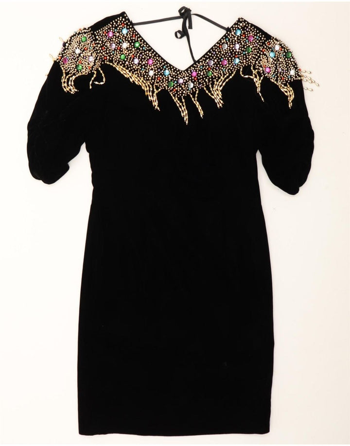 PUSZTA Womens 3/4 Sleeve Sheath Dress EU 40 Medium Black Polyester Vintage Puszta and Second-Hand Puszta from Messina Hembry 