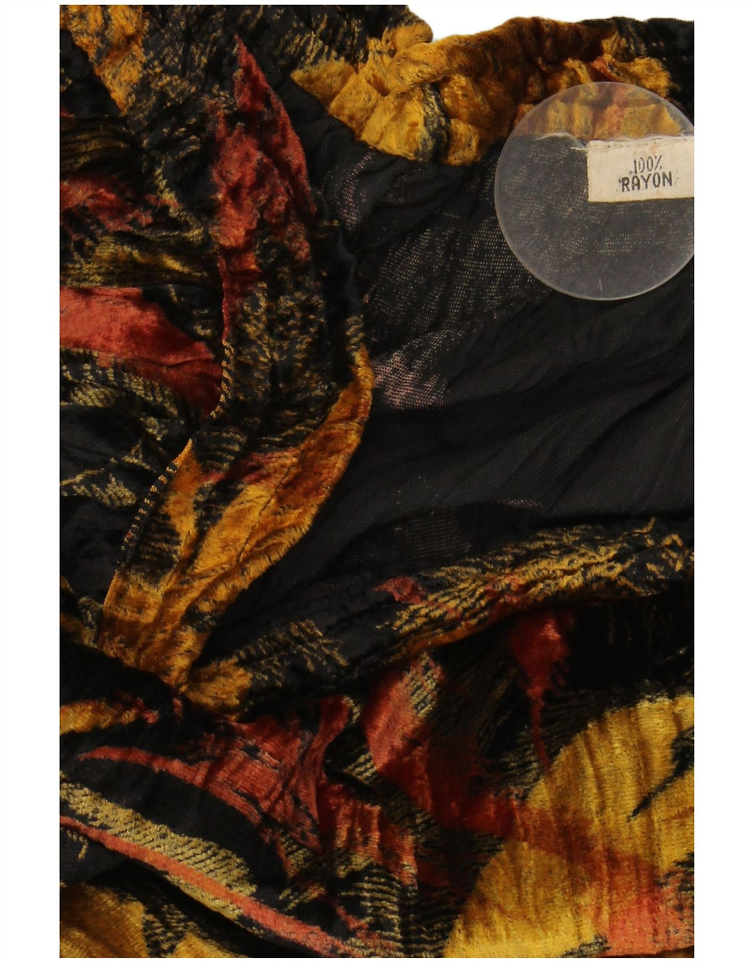 VINTAGE Damska welurowa spódnica o linii A W38 XL Czarna, w kwiaty, sztuczny jedwab