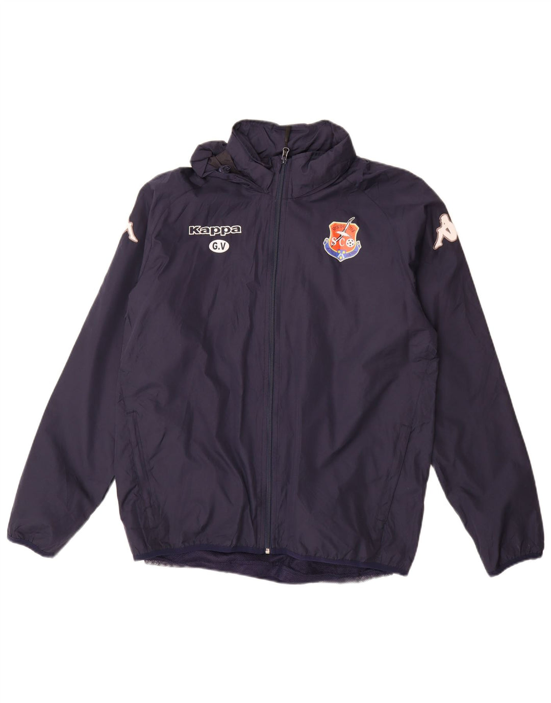 Męska bluza dresowa z kapturem i grafiką KAPPA, średni granatowy poliester