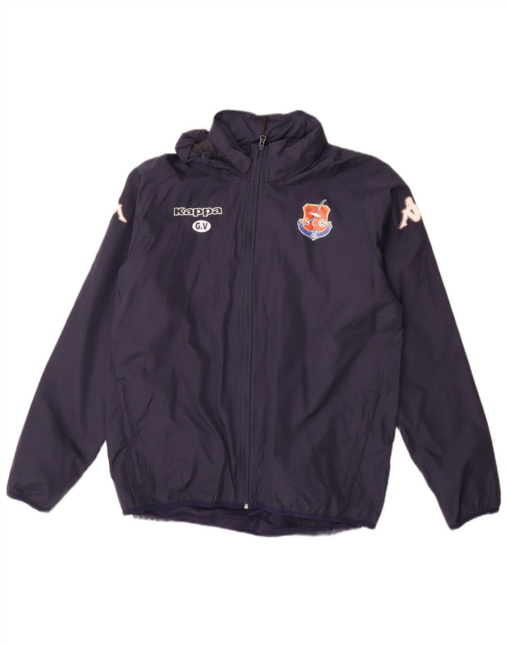 Męska bluza dresowa z kapturem i grafiką KAPPA, średni granatowy poliester