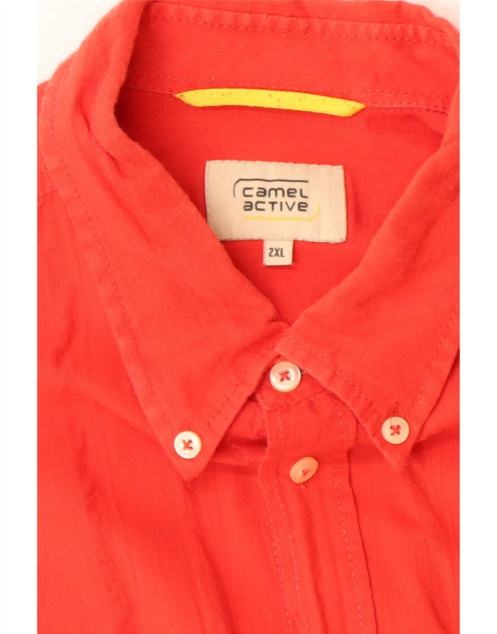 Koszula męska z krótkim rękawem Camel Active, 2XL, czerwona, bawełniana