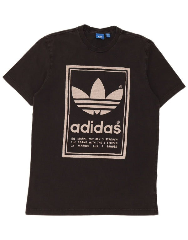 Męska koszulka z grafiką Adidas, średnia, czarna bawełna