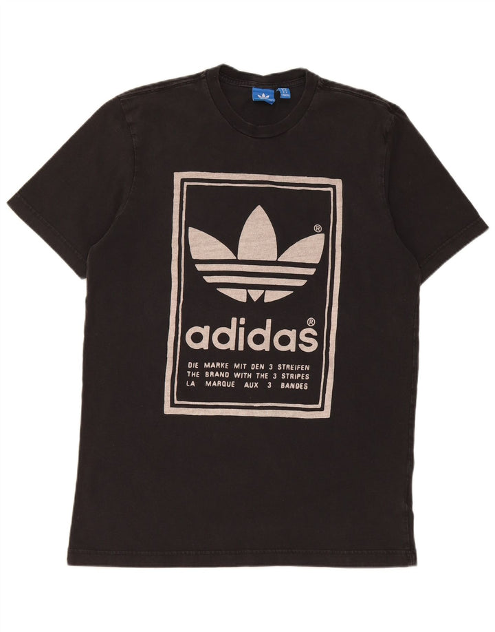 Męska koszulka z grafiką Adidas, średnia, czarna bawełna