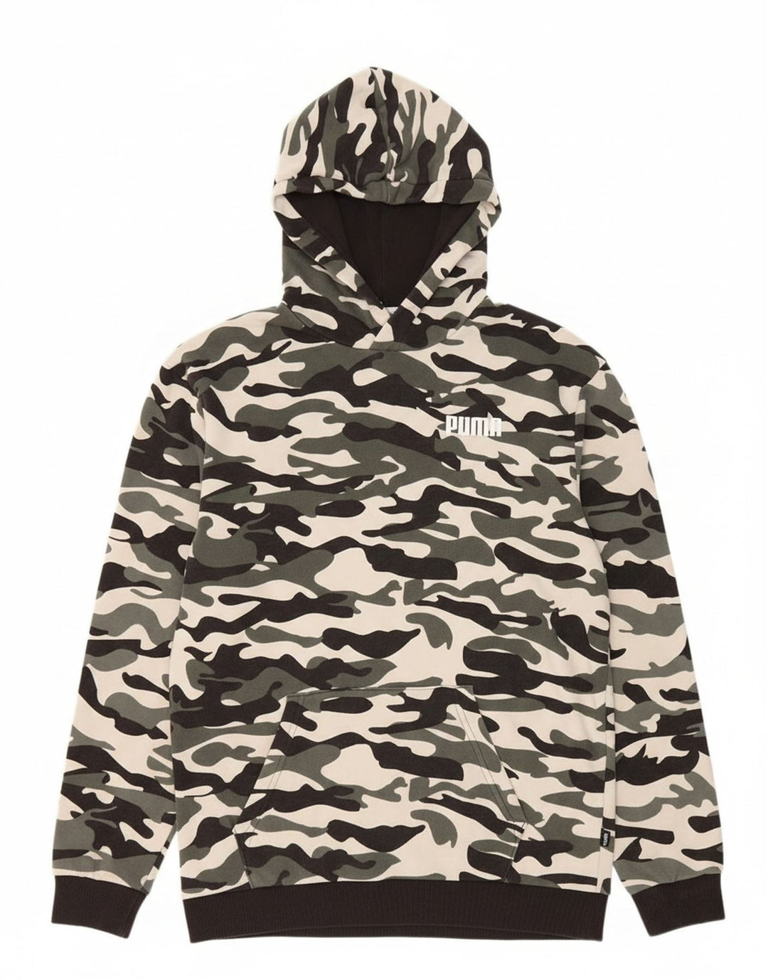 PUMA Mens Hoodie Jumper Medium Grey Camouflage Cotton