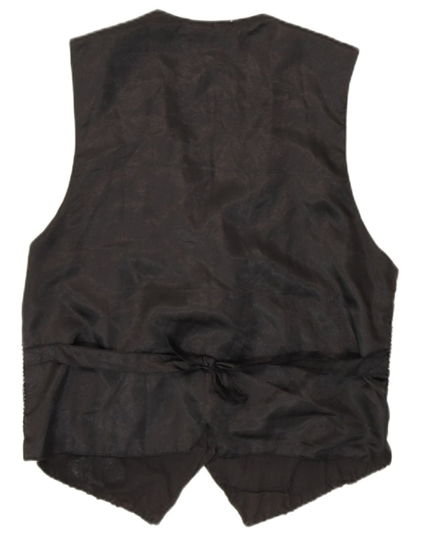 VINTAGE Damska cekinowa kamizelka UK 14 Średnia czarna bawełna Lata 80-te