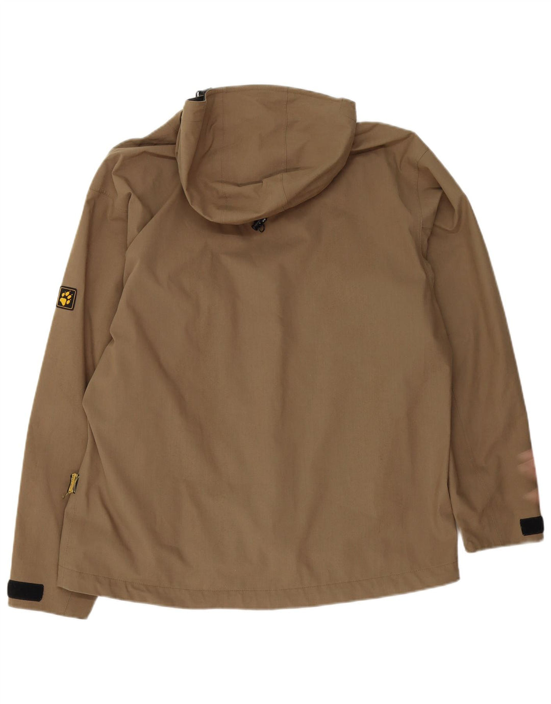 Męska kurtka przeciwdeszczowa Jack Wolfskin z kapturem UK 40, duża, beżowa, poliester