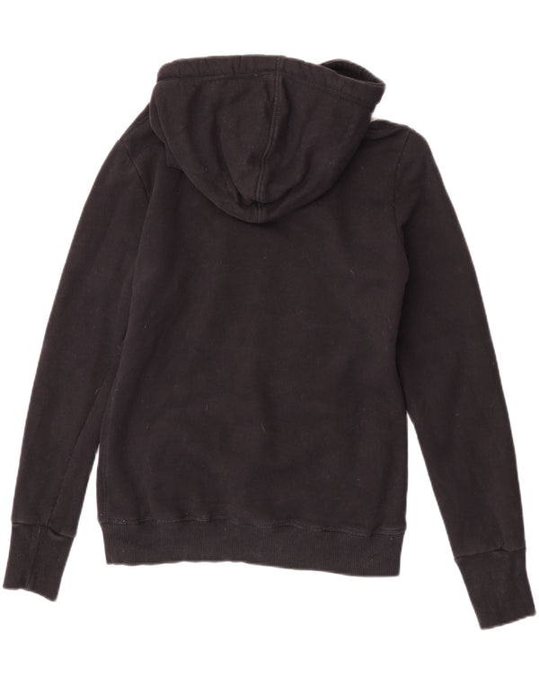 Superdry Womens Graphic Hoodie Jumper UK 14 Medium Black Cotton