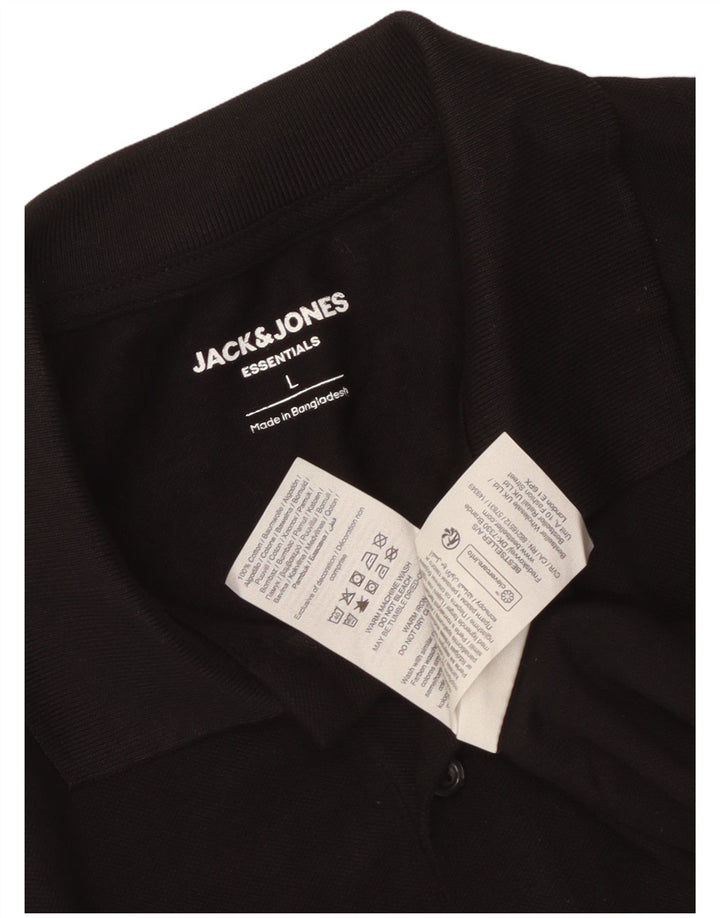 Męska koszulka polo Jack & Jones, duża, czarna, bawełniana