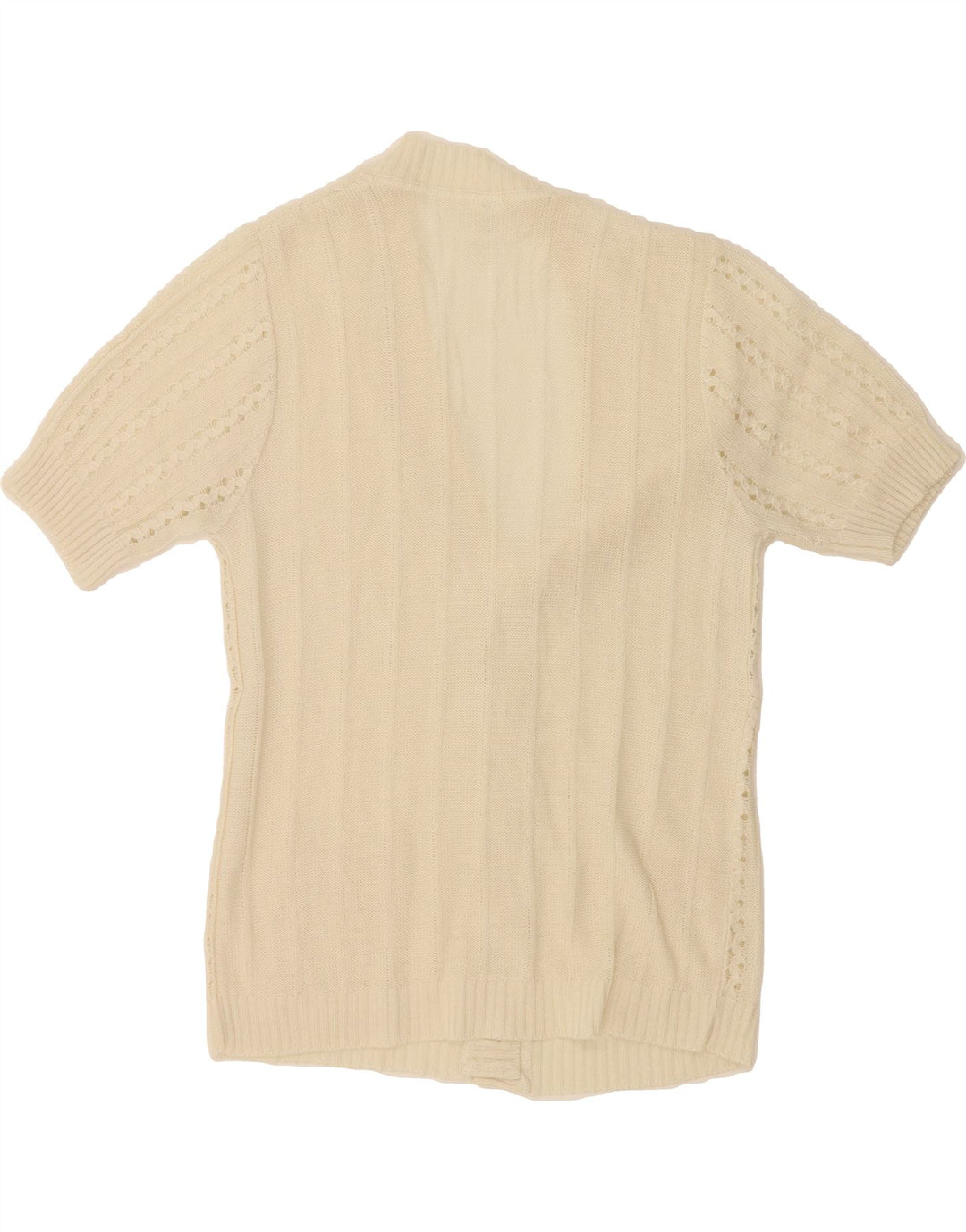 VINTAGE Womens Short Sleeve Cardigan Sweater IT 42 Medium White Vintage Vintage and Second-Hand Vintage from Messina Hembry 