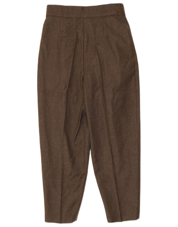 Damskie spodnie garniturowe w stylu vintage, przycięte IT 42 Medium W26 L25 Khaki