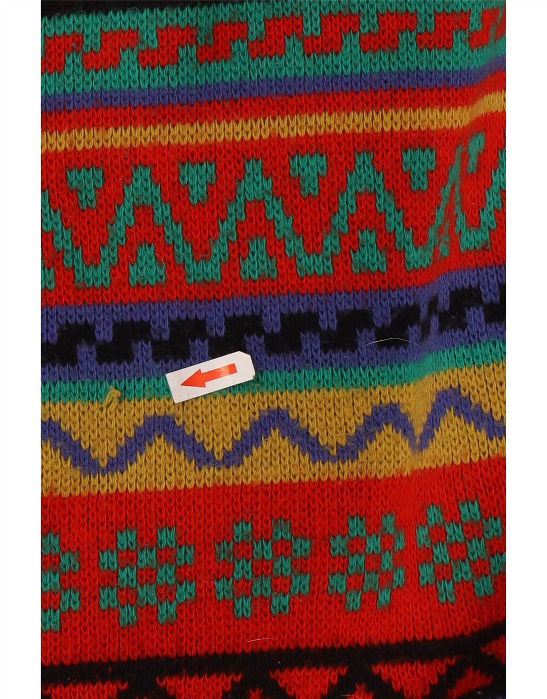 Vintage męski sweter z okrągłym dekoltem, średni, wielokolorowy Fair Isle