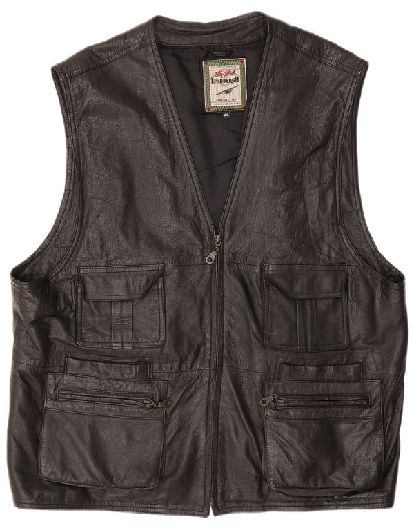 Męska kamizelka skórzana Lindbergh Utility UK 44 2XL czarna