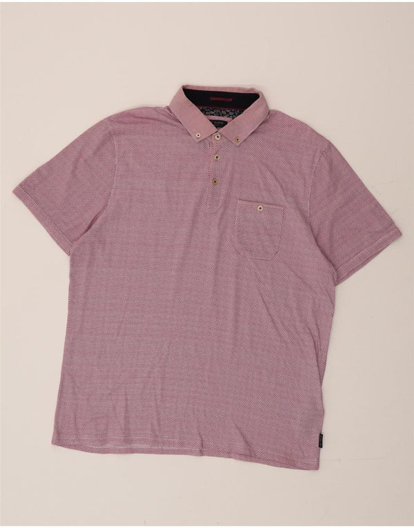 Męska koszulka polo Ted Baker, rozmiar 6, 2XL, różowa, geometryczna bawełna