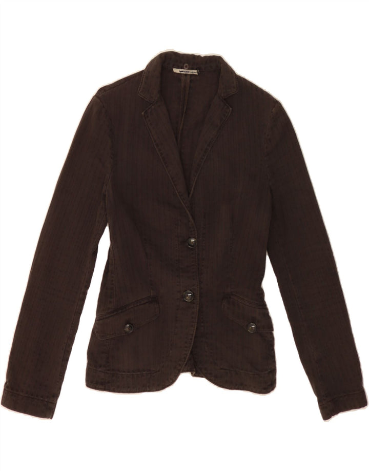 GAS Womens 2 Button Blazer Jacket UK 10 Small Brown Striped Cotton Vintage Gas and Second-Hand Gas from Messina Hembry 